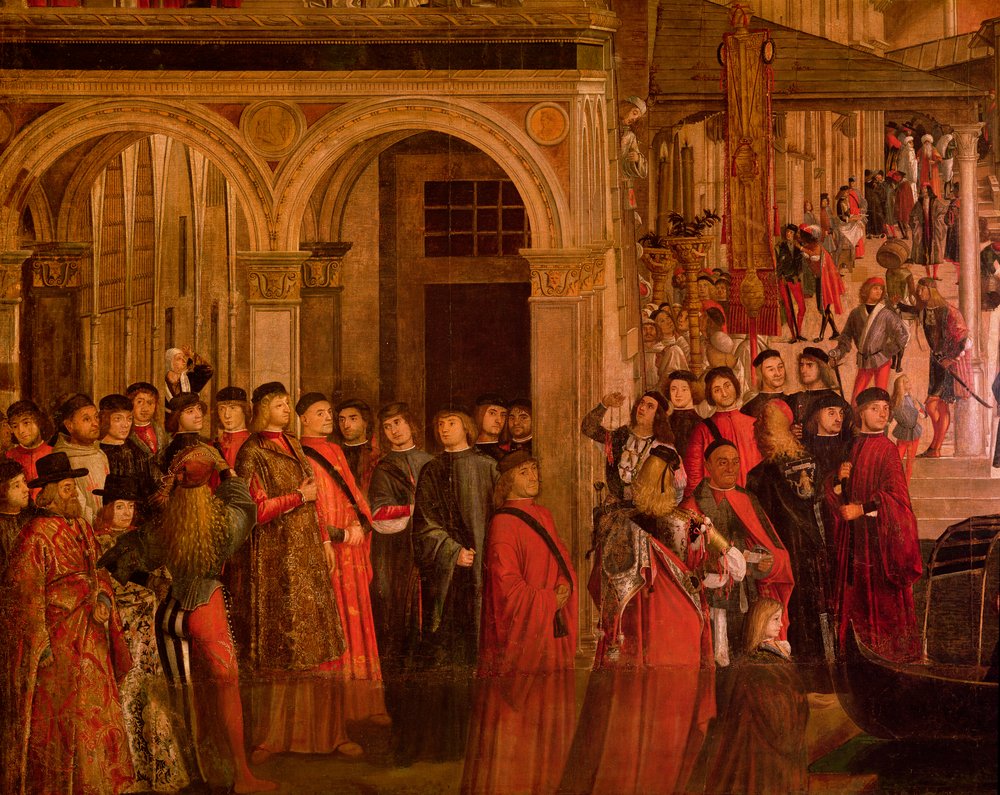 Rialton sillalla olevan tosi ristin jäännöksen ihme, 1494 öljy kankaalle yksityiskohta vuodelta 119437 tekijältä Vittore Carpaccio