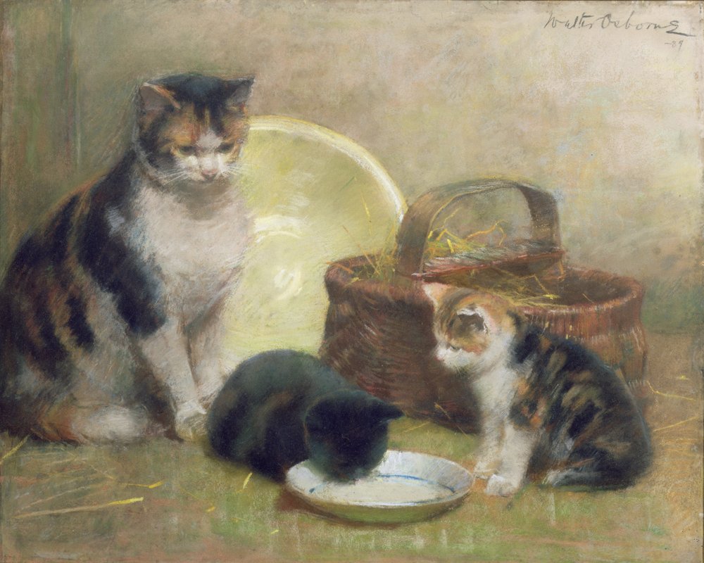 Kissa ja kissanpennut, 1889 tekijältä Walter Frederick Osborne
