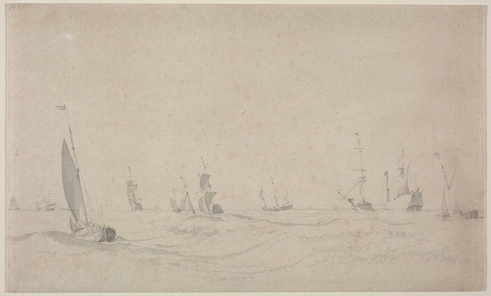 Merenkulku aaltoilevalla merellä, 1665. tekijältä Willem van de Velde