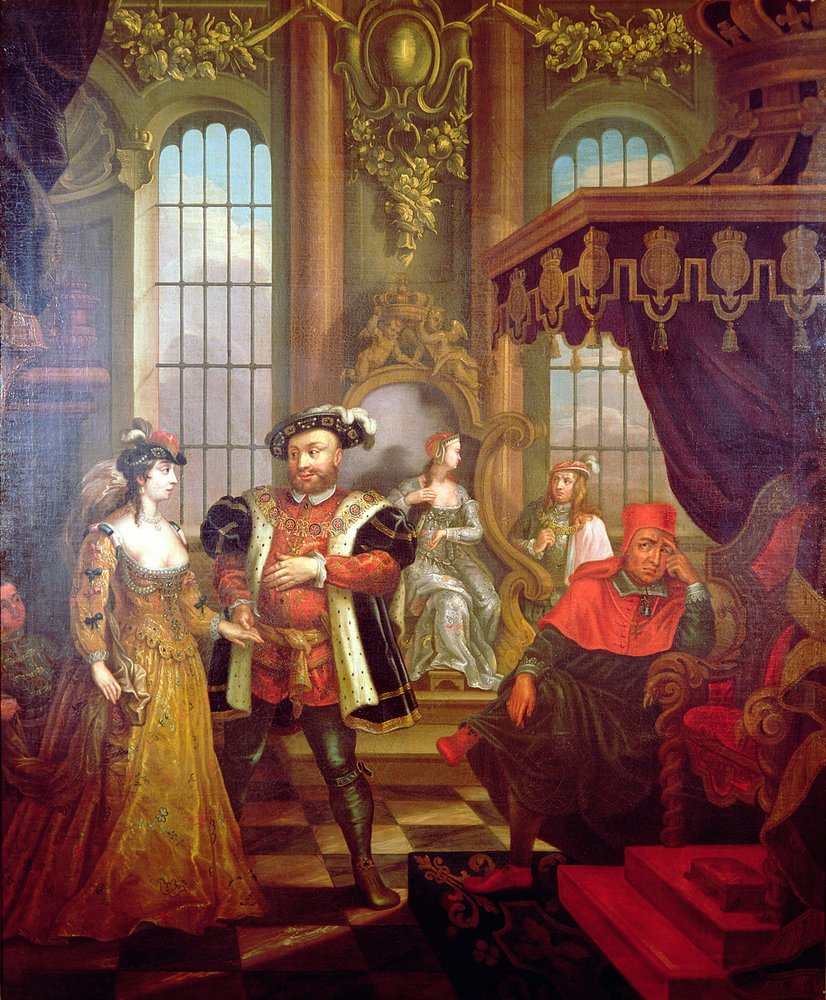 Henrik VIII (1491-1547) esittelee Anne Boleynin hovissa (katso myös 67103) tekijältä William Hogarth