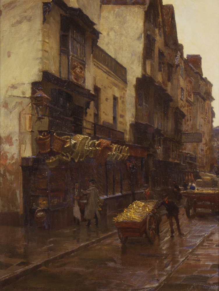 The Cradle of the Wills Tobacco Firm, Mary-le-Port Street, Bristol, n. 1902 (öljy kankaalle) tekijältä William Holt Yates Titcomb