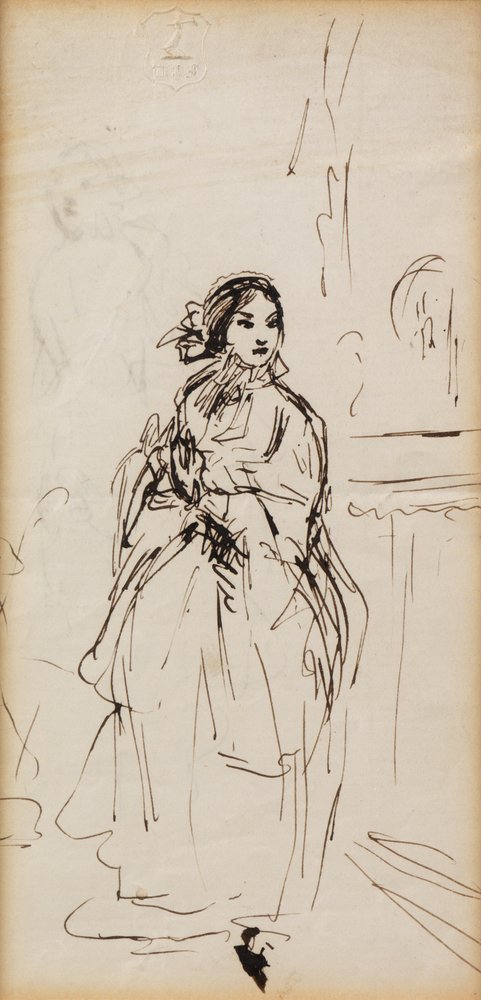 Kiireinen tyttö (kynä ja muste) tekijältä William Powell Frith