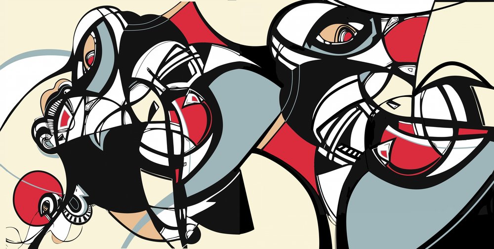 Abstraktit kubistiset kasvot tekijältä Alejandra Winkhaus