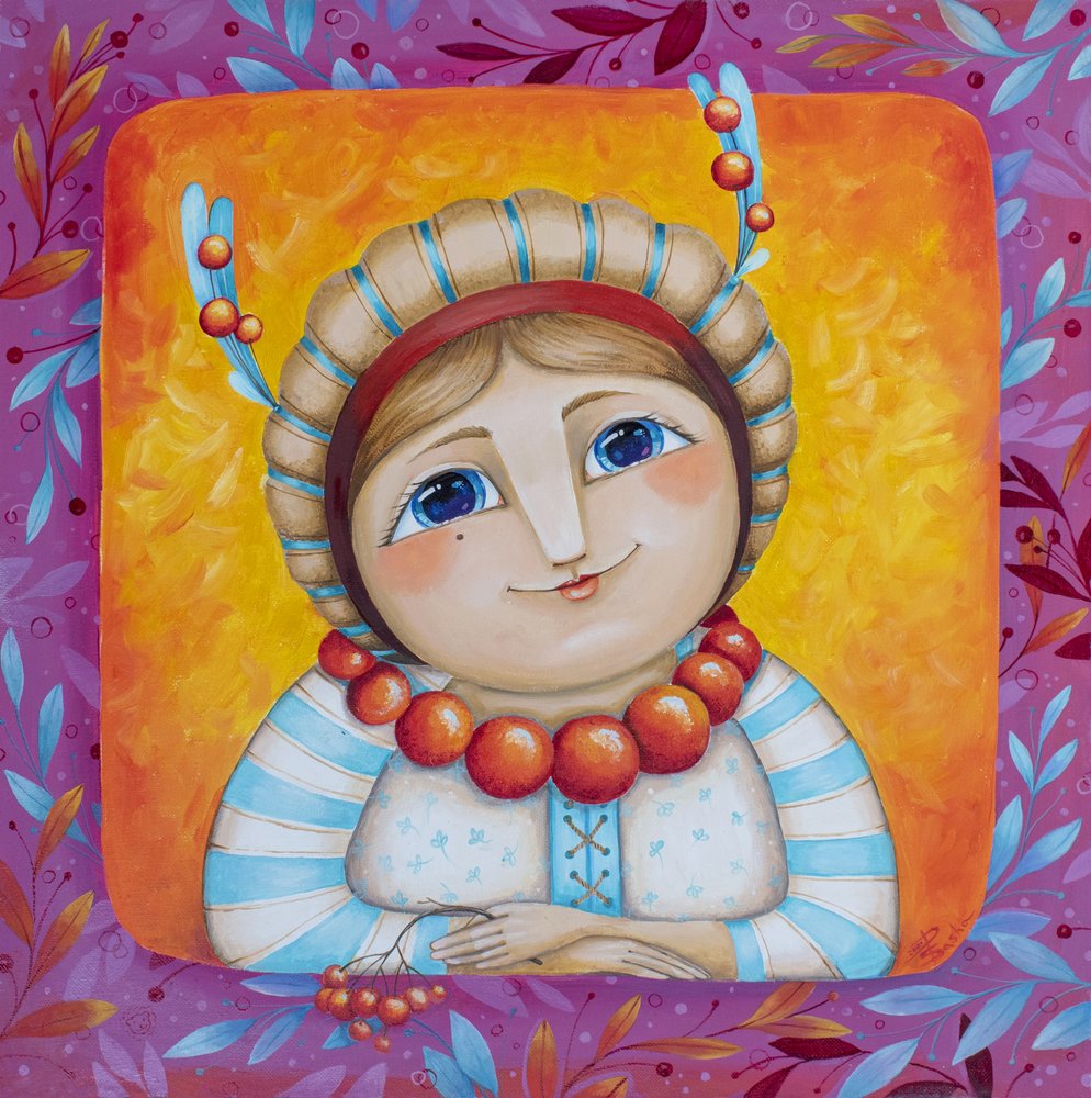 Iloinen kansantaiteen tyttö tekijältä Aleksandra Paranchenko