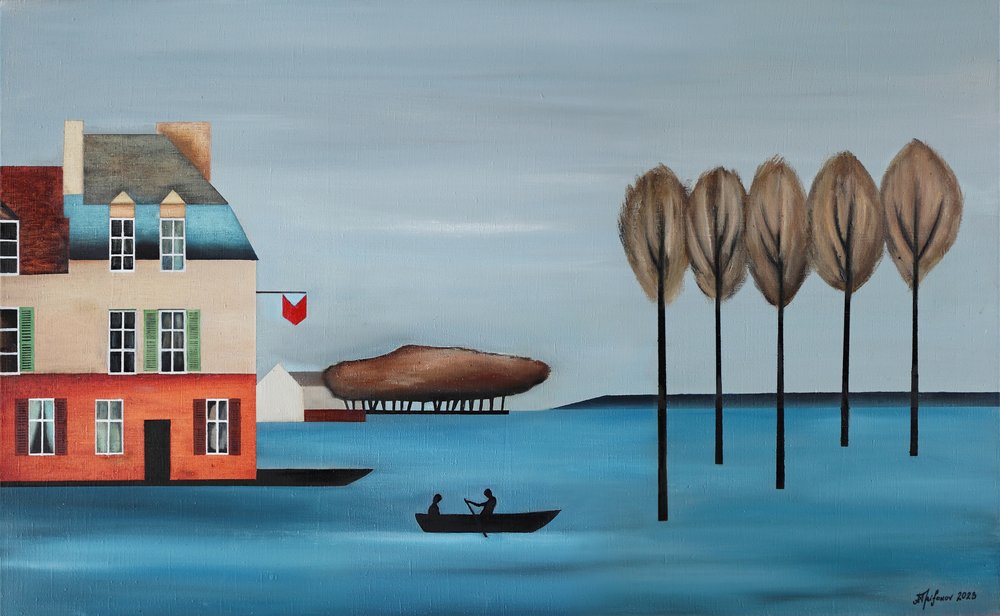 Kylän vesirannan soutuvene tekijältä Alexander Trifonov