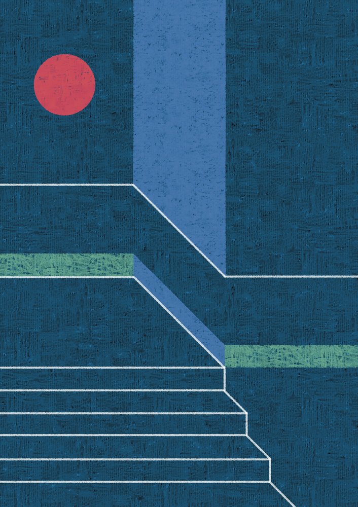 Punainen ympyrä, siniset askelmat tekijältä Amy Louise Baker