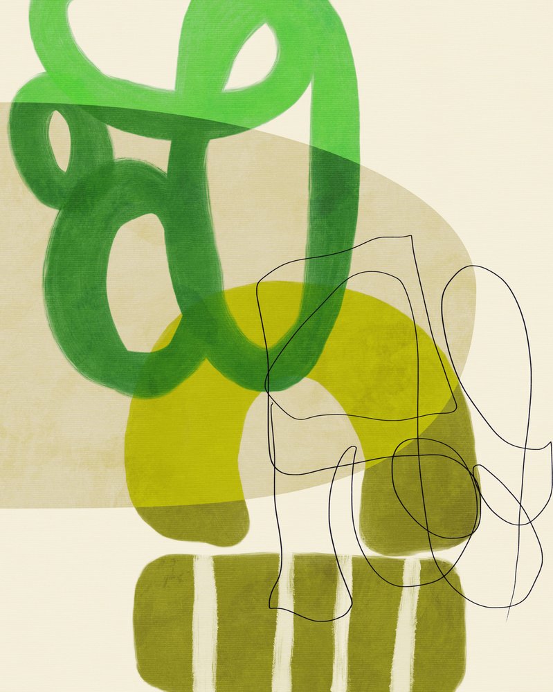 Maalatut viivat, vihreä ja ruskea, 2 kappaletta tekijältä Ana Rut Bre