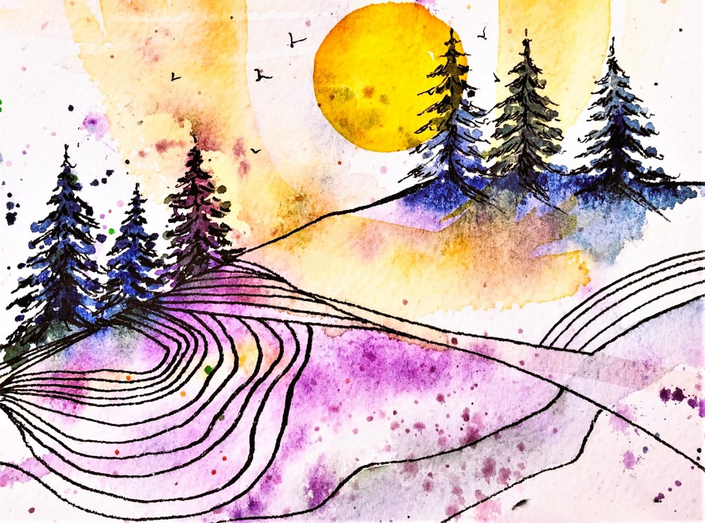 Purppuravuoren auringonlasku tekijältä Anda Bieza