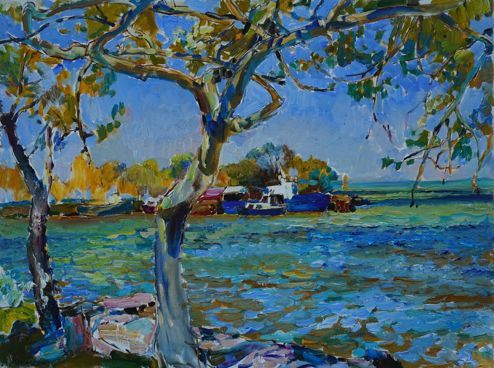 Sunny Riverbank Boats tekijältä Andrii Kutsachenko