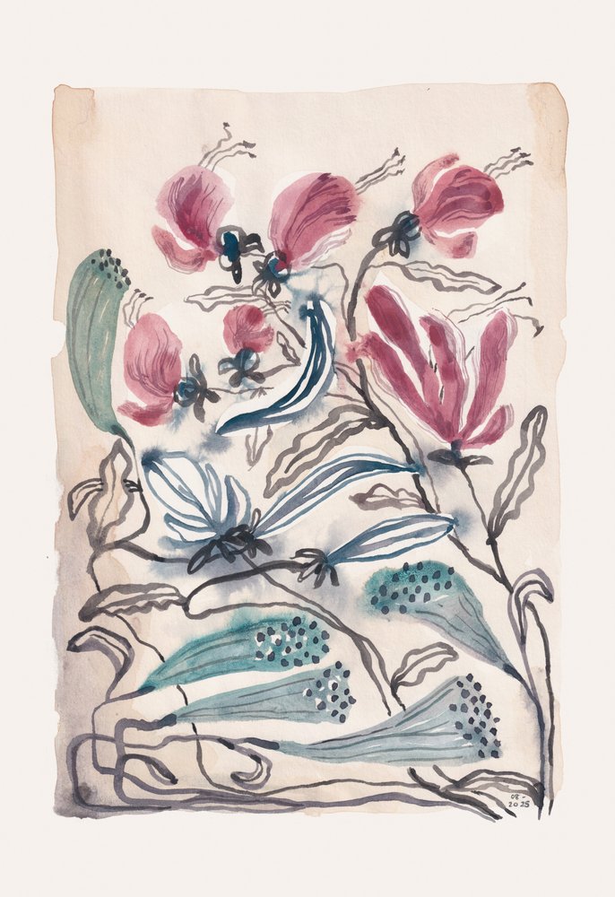 Vaaleanpunaiset ja turkoosit kasvit tekijältä Catalina Somolinos