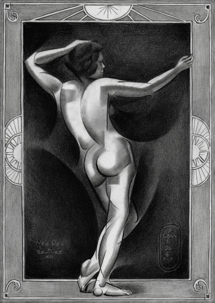 Art deco -tyylinen alastonveistos tekijältä Corné Akkers