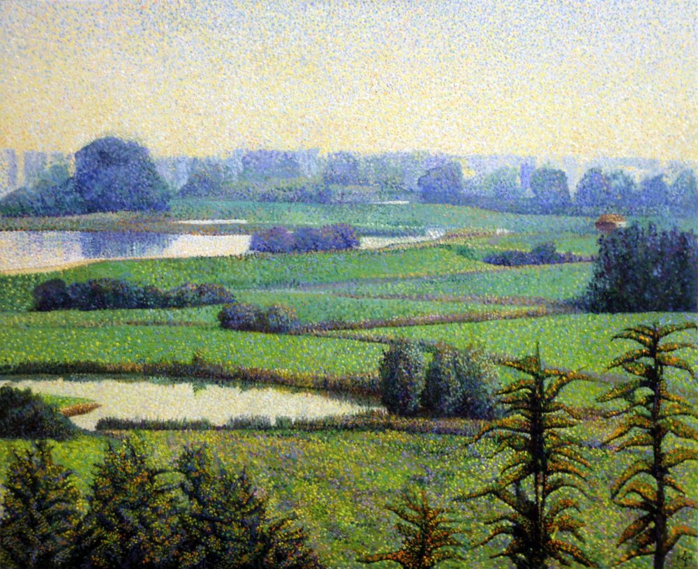 Rauhallinen pointillistinen maisema tekijältä Corné Akkers