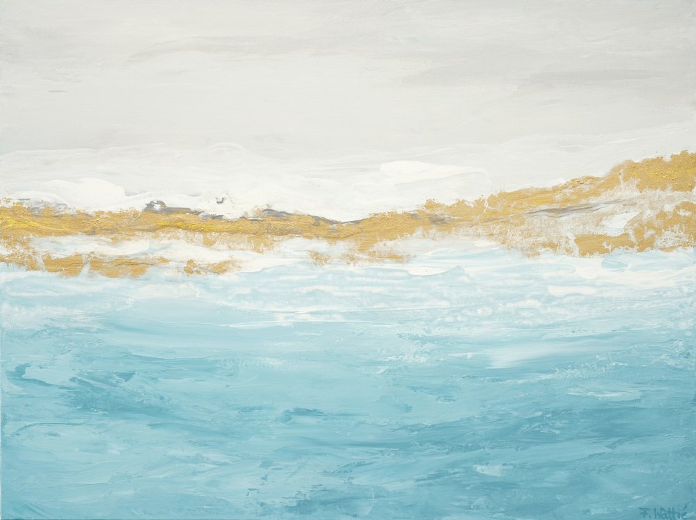 Abstrakti ”Blue Gold” -merimaisema tekijältä Françoise Wattré