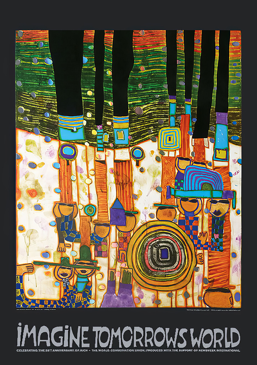 Kuvittele huomisen maailmaa (oranssi versio) tekijältä Friedensreich Hundertwasser