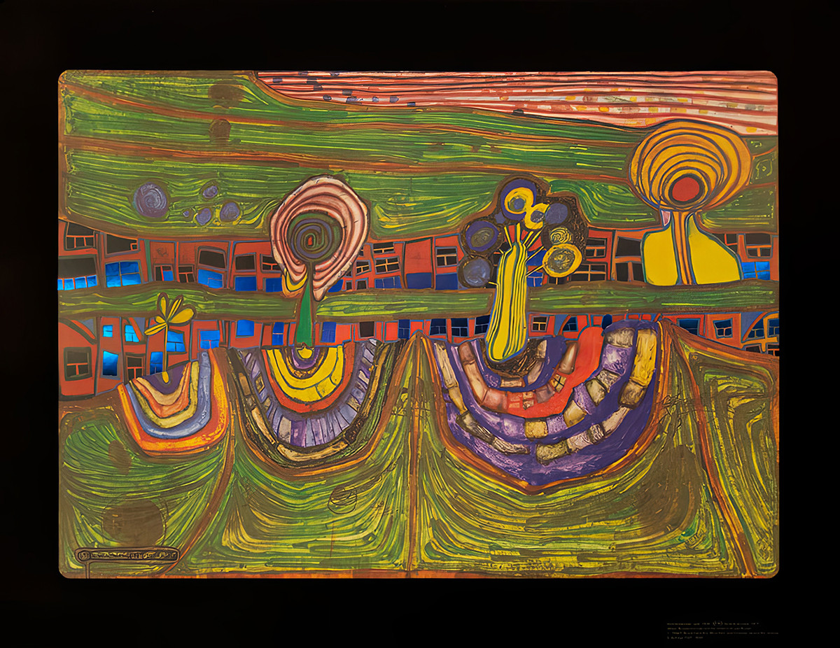 Esikaupunkirivi tekijältä Friedensreich Hundertwasser