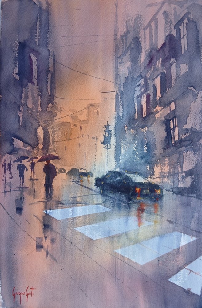 Sateisen kaupungin heijastuksia tekijältä Giorgio Gosti