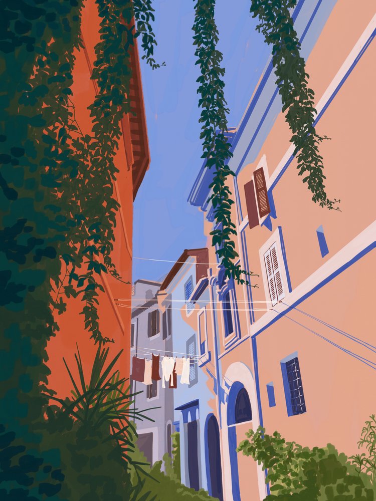 Viehättävä eurooppalainen katu tekijältä Goed Blauw