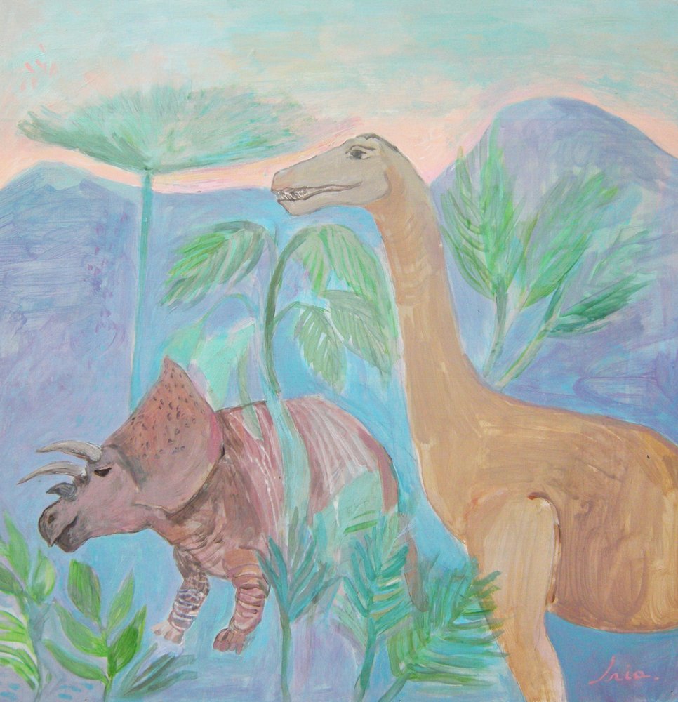 Lempeä dinosaurusten maisema tekijältä Iria Fernandez