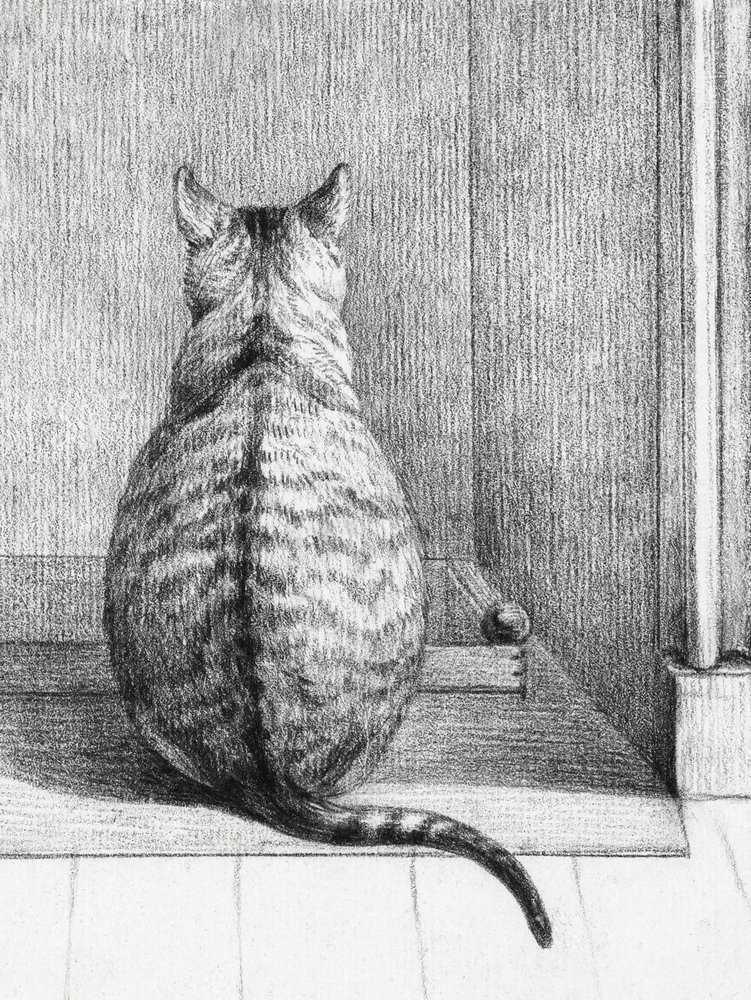 Istuva kissa, takaa katsottuna (1812) tekijältä Jean Bernard