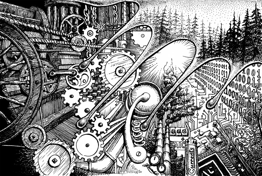 Steampunk-digitaalinen metsä tekijältä Johan Liewendahl
