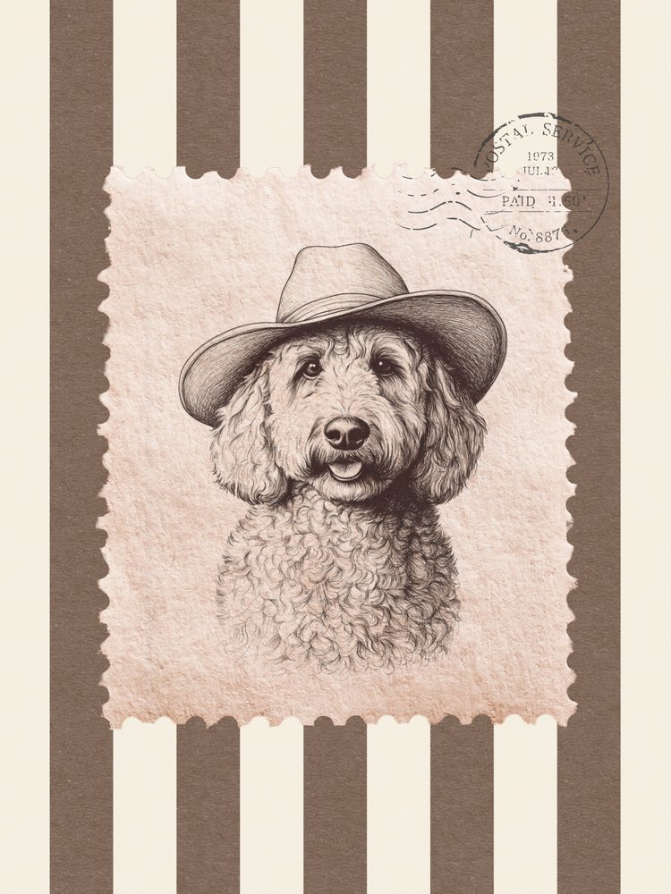 Cowboy-villakoiran postimerkki tekijältä Jolly and Dash