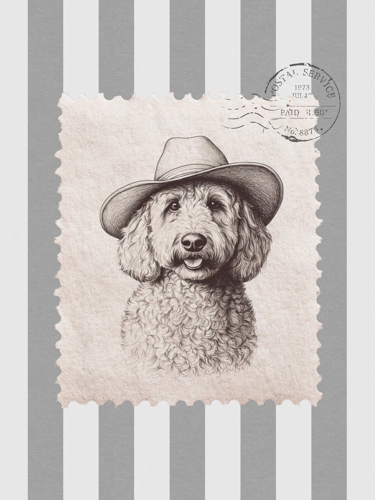 Goldendoodle-cowboy-leima tekijältä Jolly and Dash