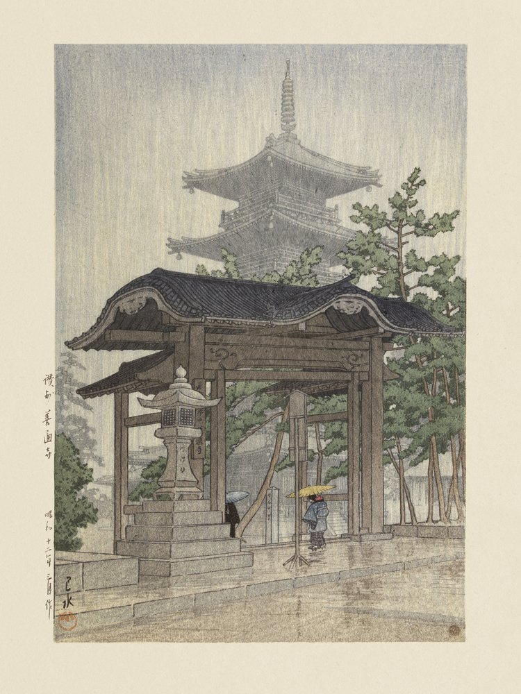 Zensetsu-temppeli Sanshussa (1937) tekijältä Kawase Hasui