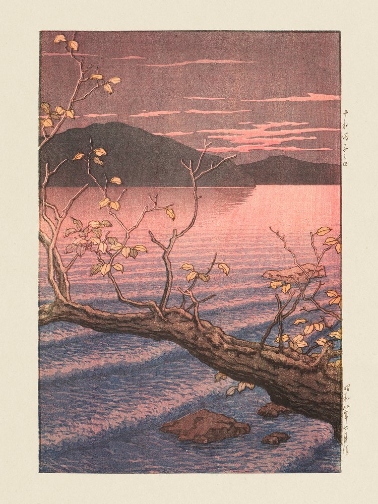 Towadako Noguchi (Towada-järvi, Aomori) (1932) tekijältä Kawase Hasui