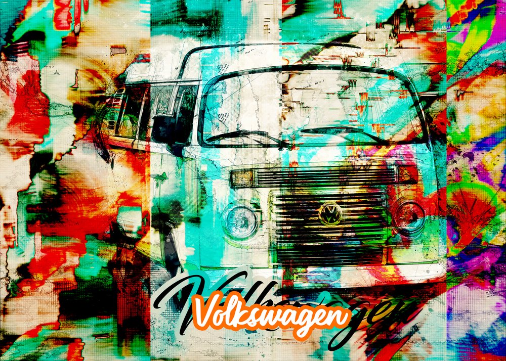 Värikäs vintage-pakettiautotaide tekijältä Lembayung senja studio [Vintage Poster]