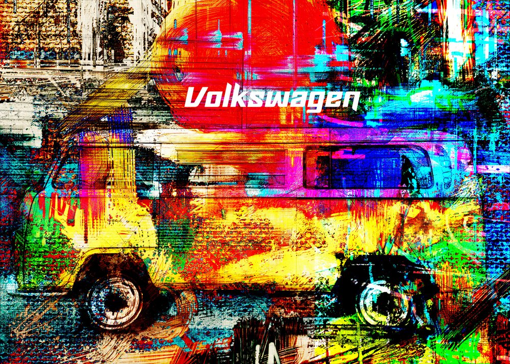 Värikäs kaupunkibussi tekijältä Lembayung senja studio [Vintage Poster]