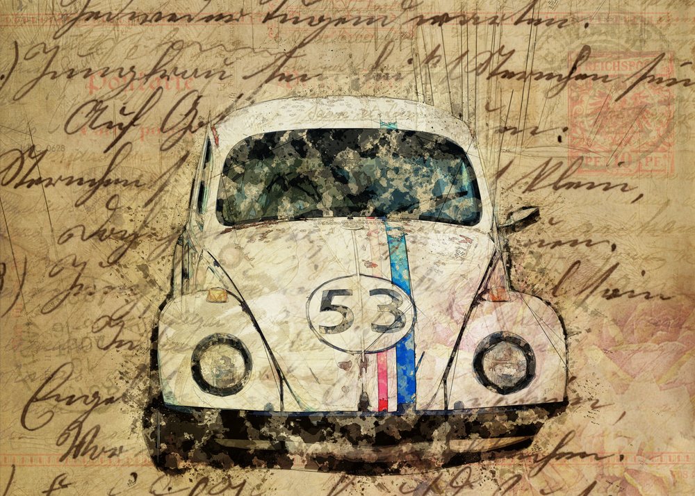 Vintage-Beetle-taidetta tekijältä Lembayung senja studio [Vintage Poster]