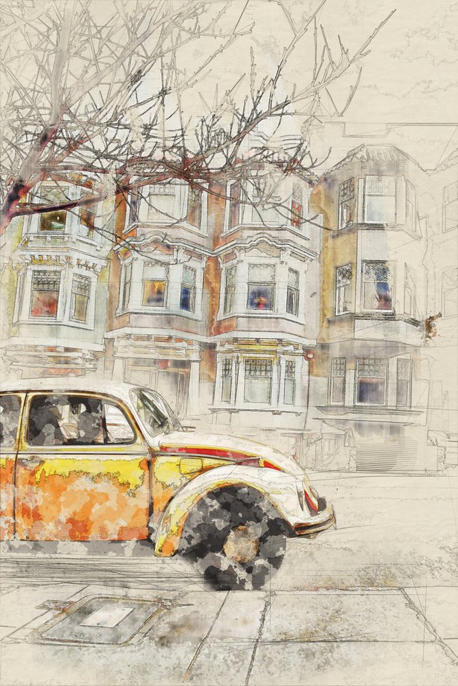 Vintage Car City -luonnos tekijältä Lembayung senja studio [Vintage Poster]