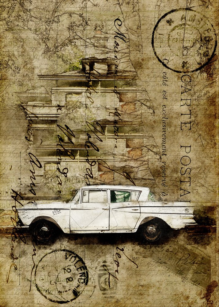 Vintage Car City -matka tekijältä Lembayung senja studio [Vintage Poster]
