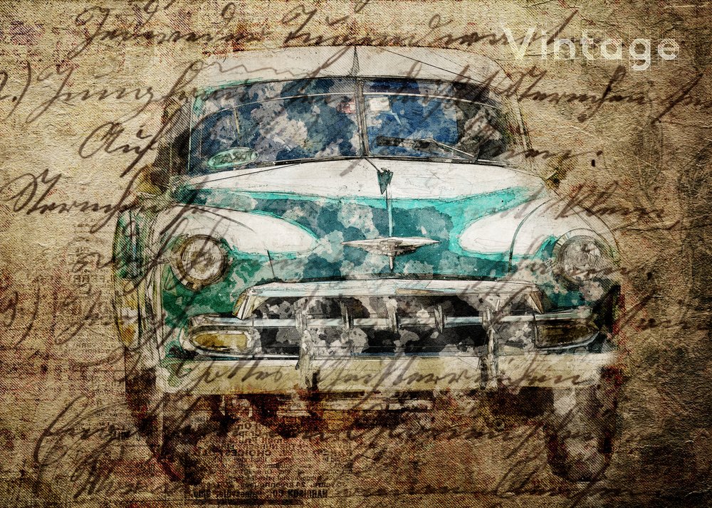 Vintage-autojen teksti tekijältä Lembayung senja studio [Vintage Poster]