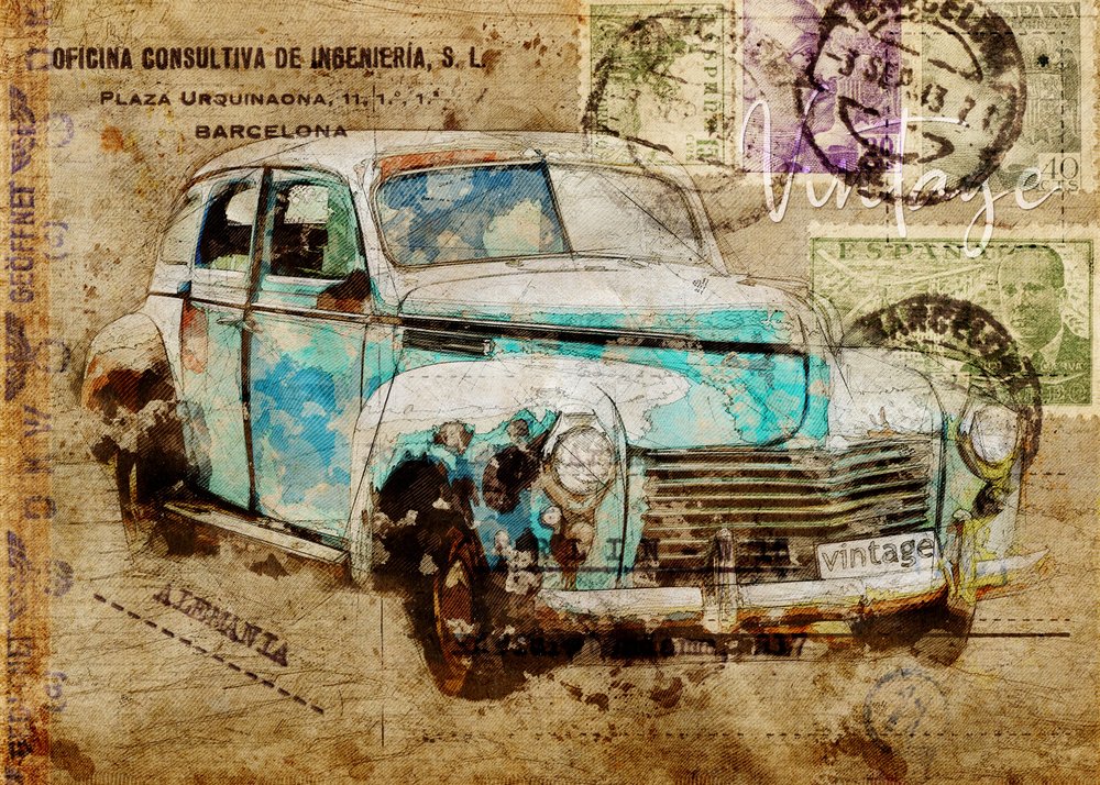 Vintage-matka-auto tekijältä Lembayung senja studio [Vintage Poster]