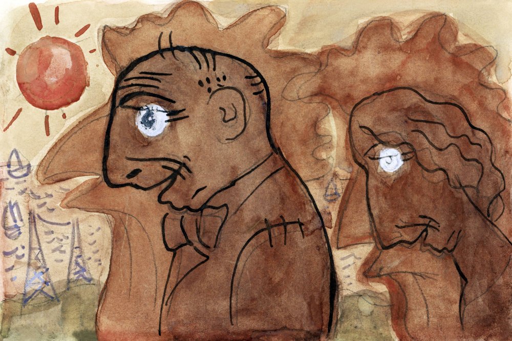 Leo Gestelin ja hänen vaimonsa karikatyyri (n. 1891–1941), piirtäjä Leo Gestel tekijältä Leo Gestel