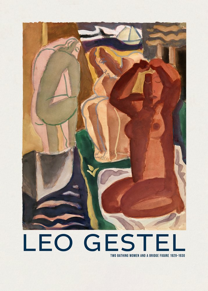 Kaksi uivaa naista ja silta tekijältä Leo Gestel