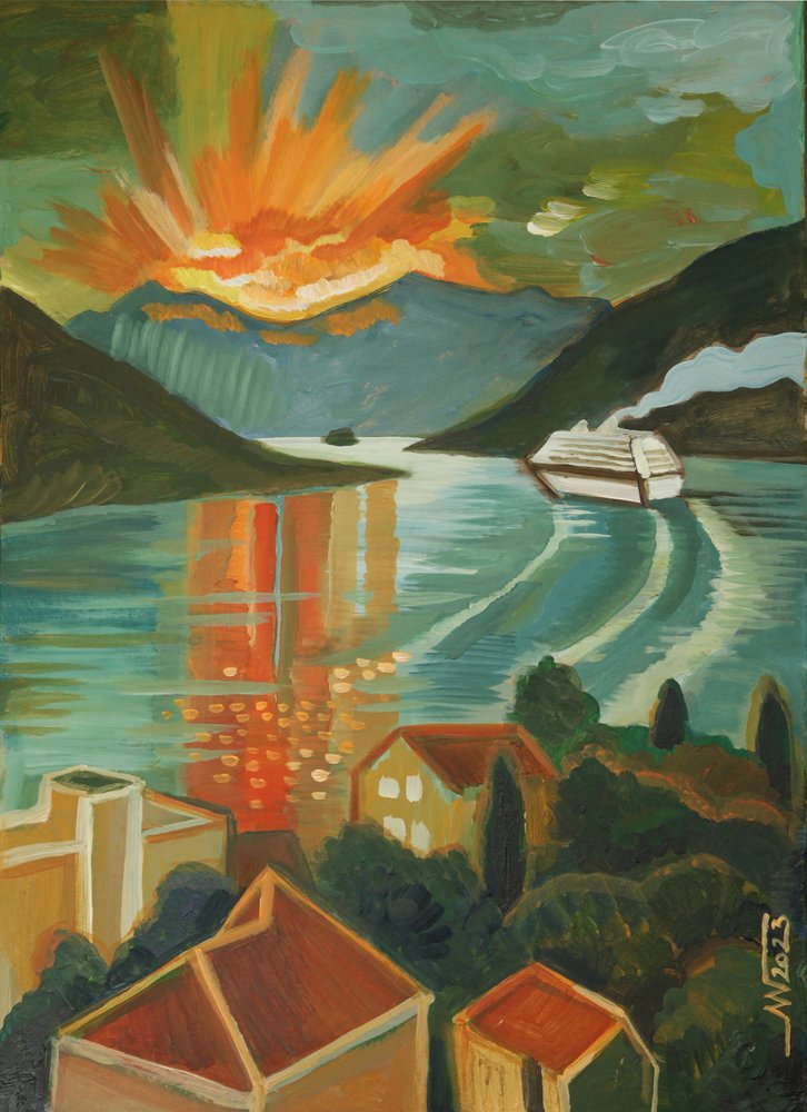 Värikäs vuonoristeily auringonlaskun aikaan tekijältä Marina Gorkaeva