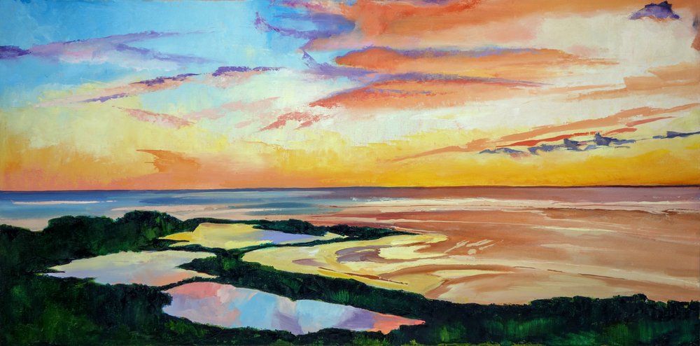 Eläväinen auringonlasku rannikolla tekijältä Maxine Shore