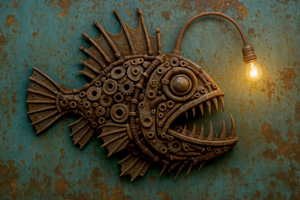 Steampunk-tyylinen merikrottivalaisin tekijältä Natalie Bruns