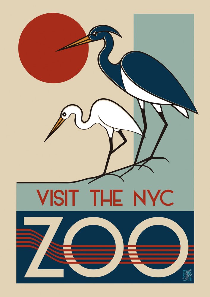 Art Deco -tyylinen New Yorkin eläintarha tekijältä Osvaldo Russo