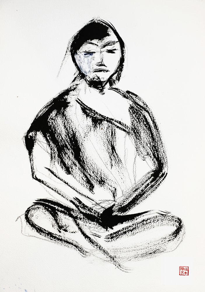 Zen-meditoijan mustepiirros tekijältä RodMacIver