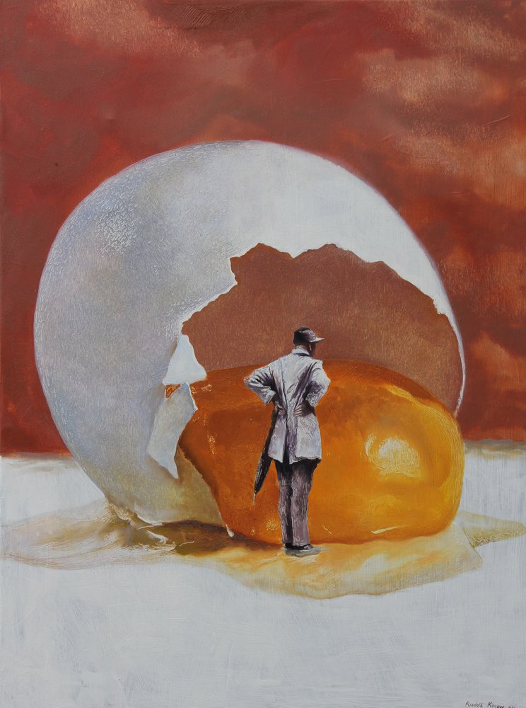 Surrealistinen mies ja jättimäinen muna tekijältä Rudolf Kosow
