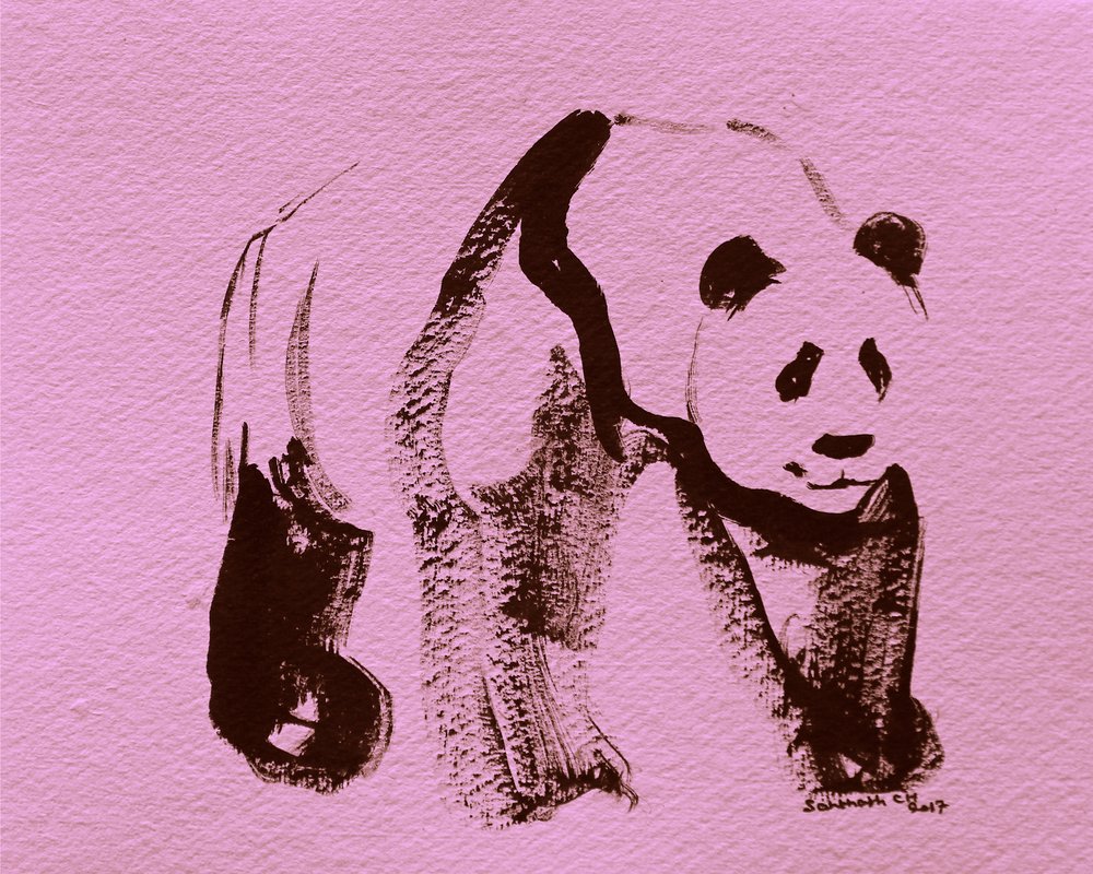 Vaaleanpunainen panda siveltimenvedoin tekijältä Santhosh ch
