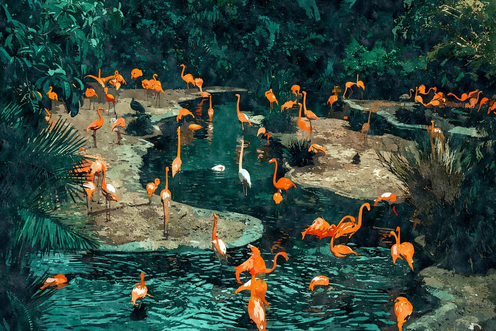 Flamingot tropiikissa tekijältä Uma Gokhale