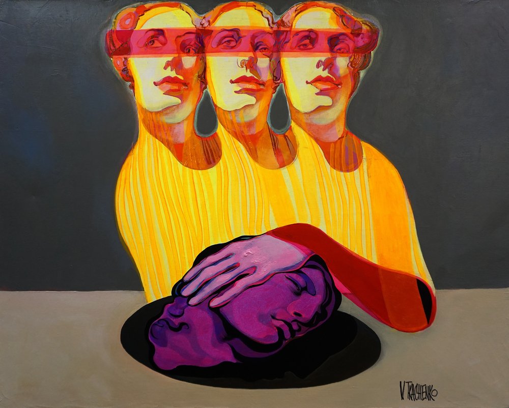 Surrealistiset hahmot: Violetti pää tekijältä Victor Tkachenko