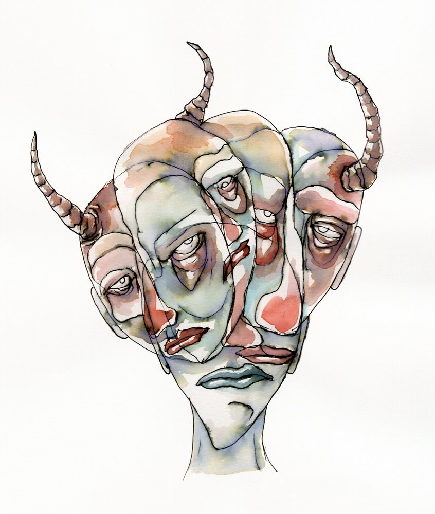 Useita surrealistisia kasvoja tekijältä Wildemar Doomgriever