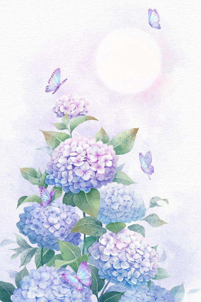 Kuunvalossa hohtava hydrangeapuutarha tekijältä Xuan Thai