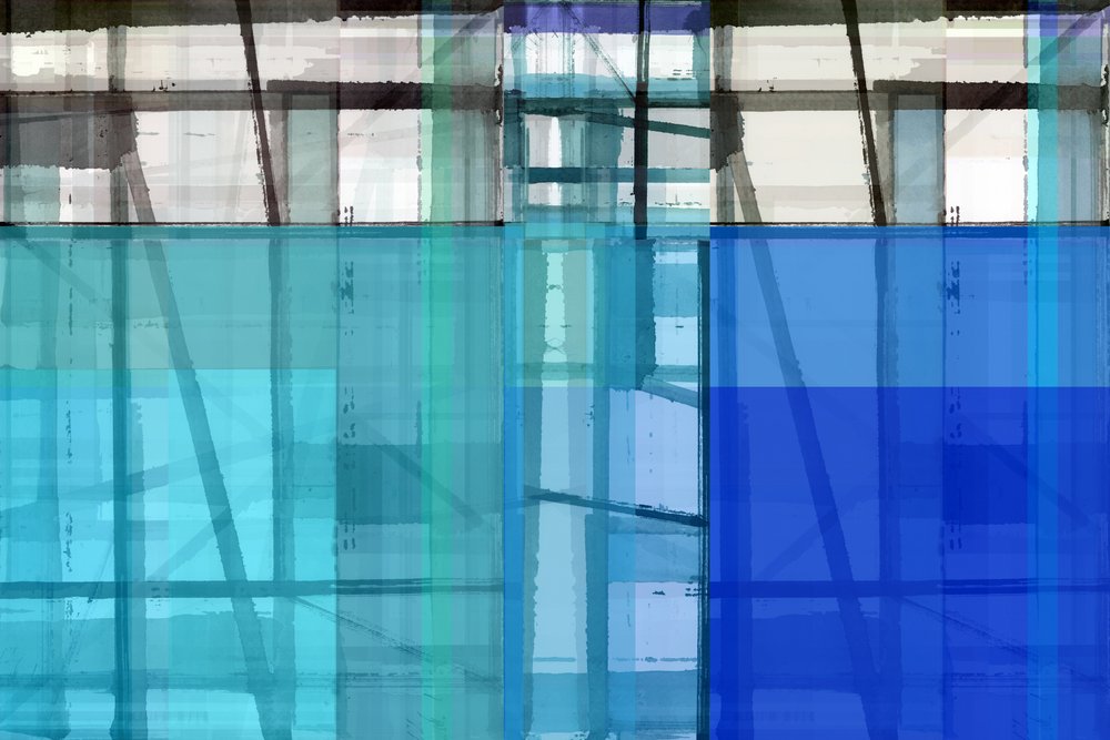Sininen geometrinen abstraktio tekijältä cartissi