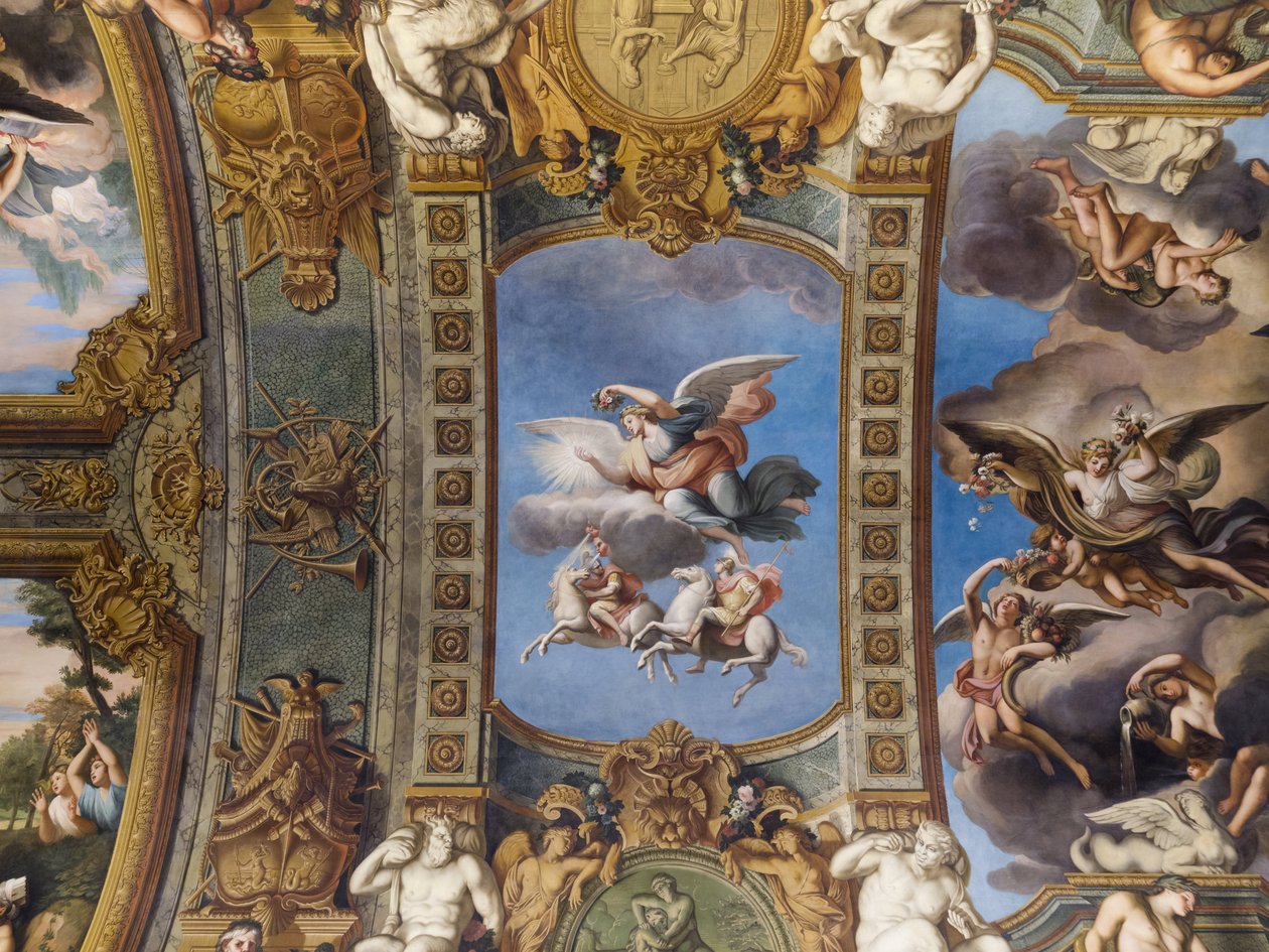 Auringon allegoria, Galerie doreen holvin fresko, Francois Perrier (1594-1649), 1645. Banque de France. Hotel de Toulouse, entinen hotelli de la Villiere, Pariisi - Hotel de Toulouse, pääpaikka tekijältä Unknown